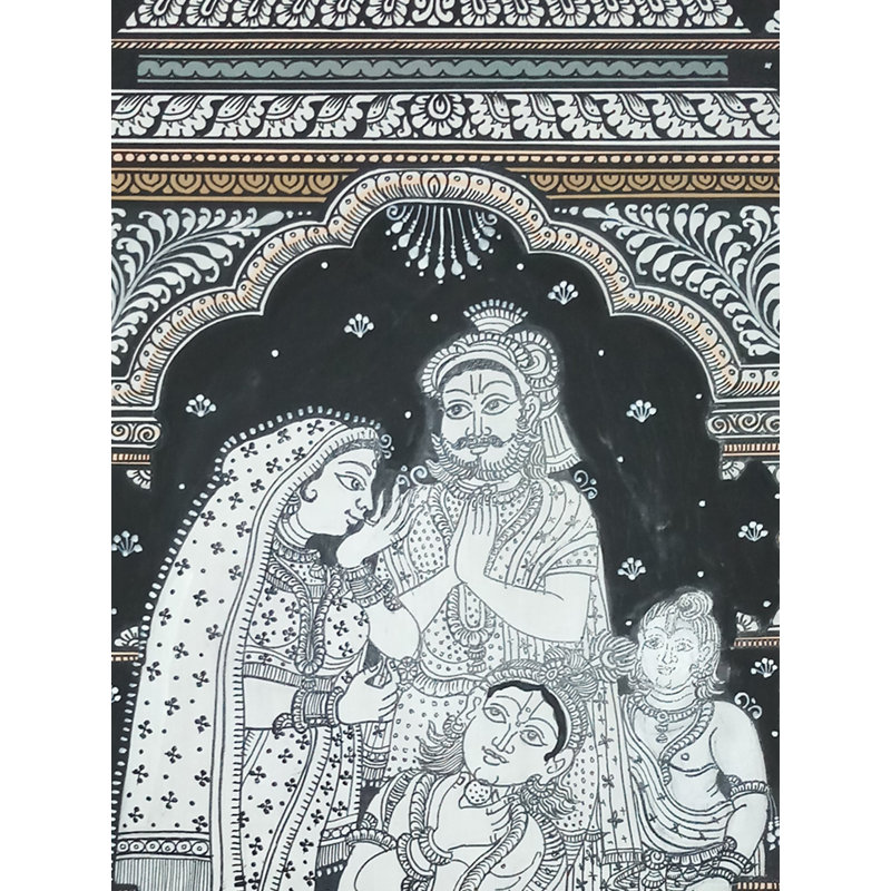 Laddu Gopal en famille | Aquarelle sur feuille faite à la main | Par Jayadev Moharana