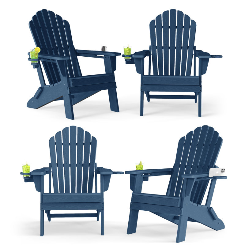 Ensemble de chaises pliantes pour 4 personnes Adirondack, Marine
