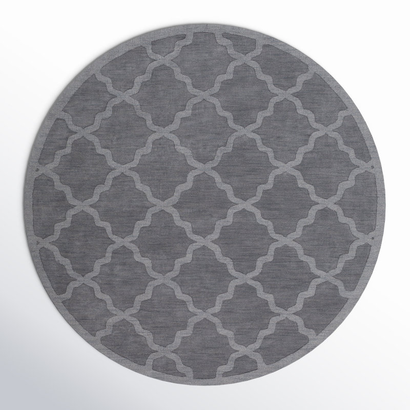Wool Geometric Indoor Rug, Round 9'9"