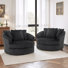 Ultra Plush Faux Rabbit Fur Oversized Swivel Barrel Chair with Three Pillows