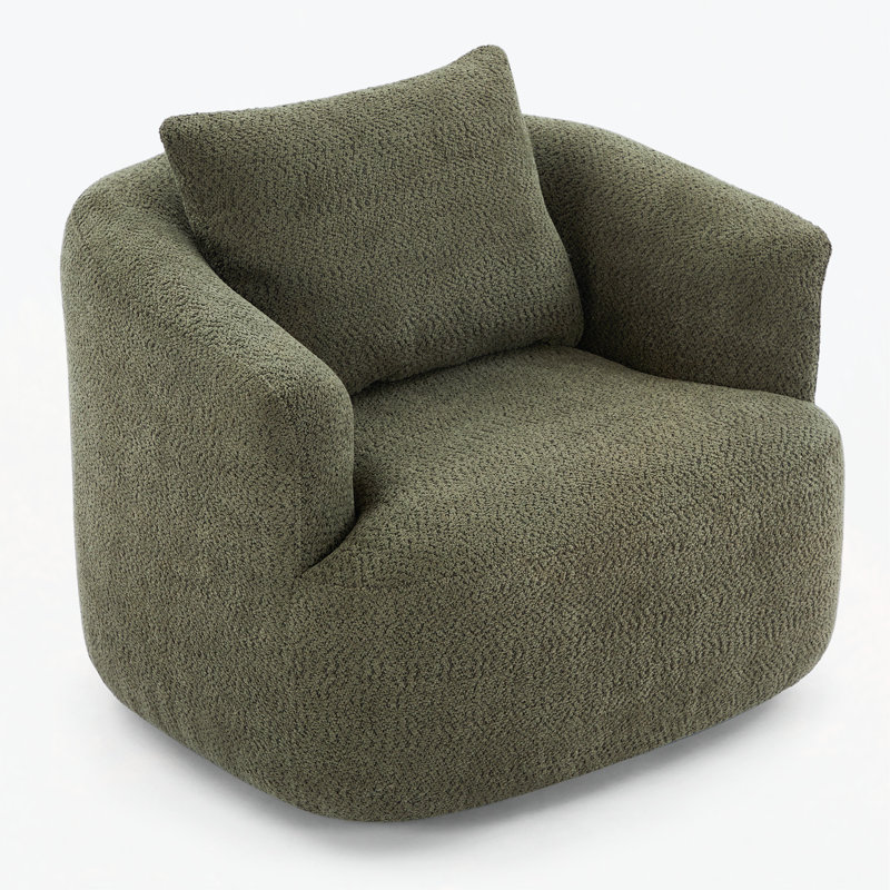360° Compression Swivel  Accent Chair Sofa, Upholstered Swivel Barrel Sofa Chair With A Throw Pillow For Living Room, Bedroom, Office And Hotel