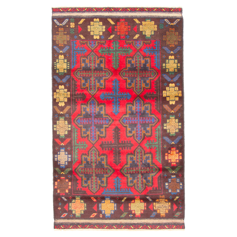 Tapis rouge Teimani 3 pi 7 po x 6 pi 0 po