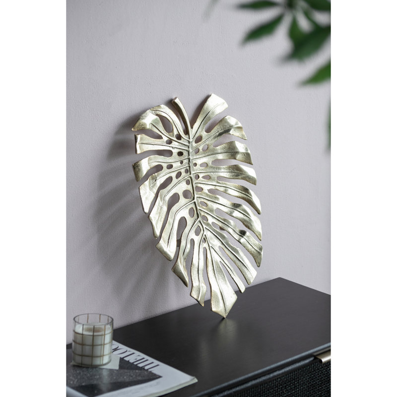 Décoration murale feuille d'or 24,8 x 17,3 x 2 po Monstera, H 2,11 po x l 24,91 po x P 17,41 po