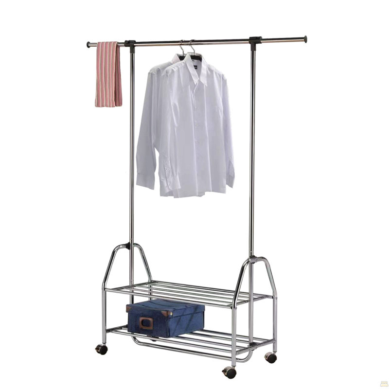 Chrome Metal Clothes Rack Extendable Bar