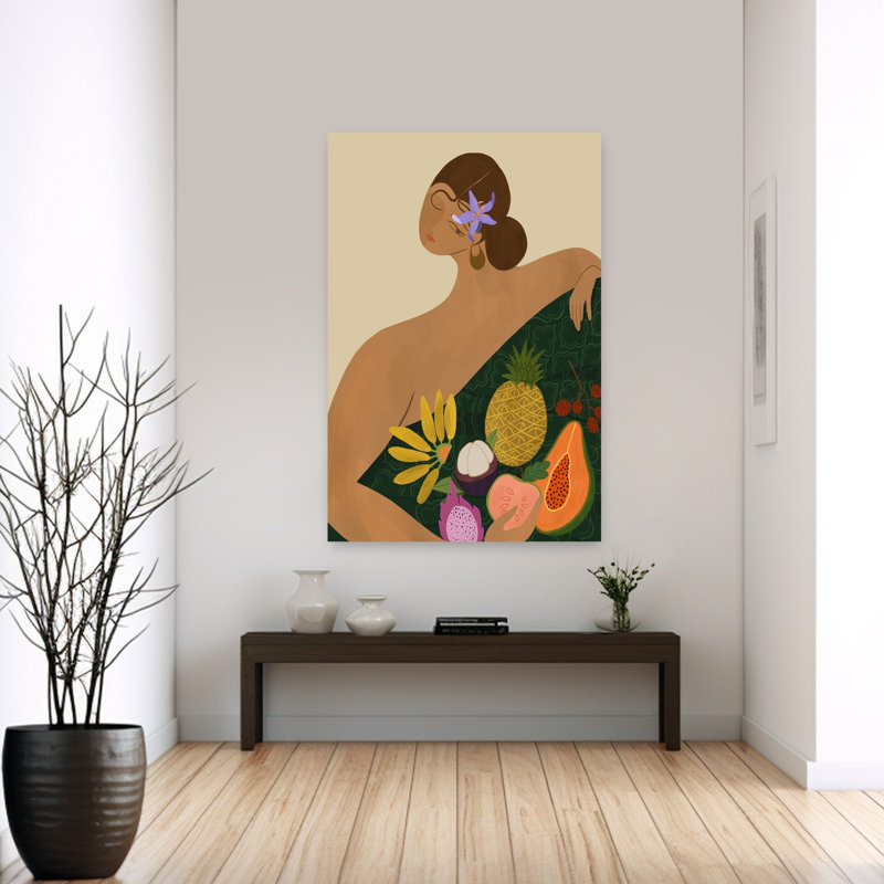 Fruit Seller Colorful Rustic Abstract Fruit Tropical Wall Art Print 1 Piece Wrapped Canvas Wall Art, 152.4cm H x 101.6cm W
