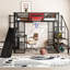 Lit mezzanine en métal noir avec bureau, garde-robe, cerceau, - Améliorant de la stabilité dans la chambre à coucher