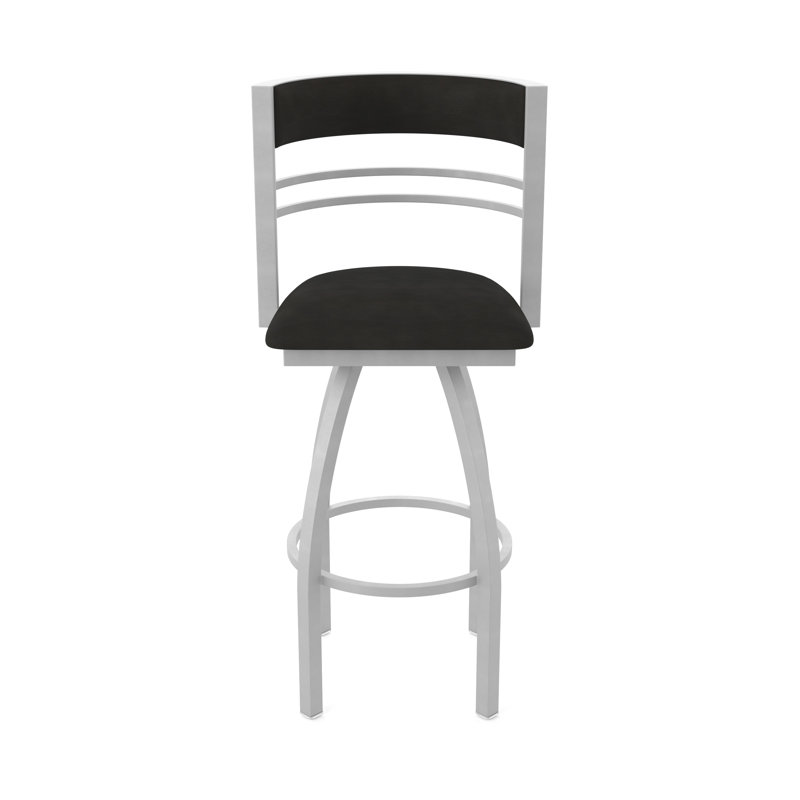 Hunter Swivel Stool, Nickel anodisé, Tabouret de comptoir (siège d'une hauteur de 25 p, Vinyle - Espresso Canter
