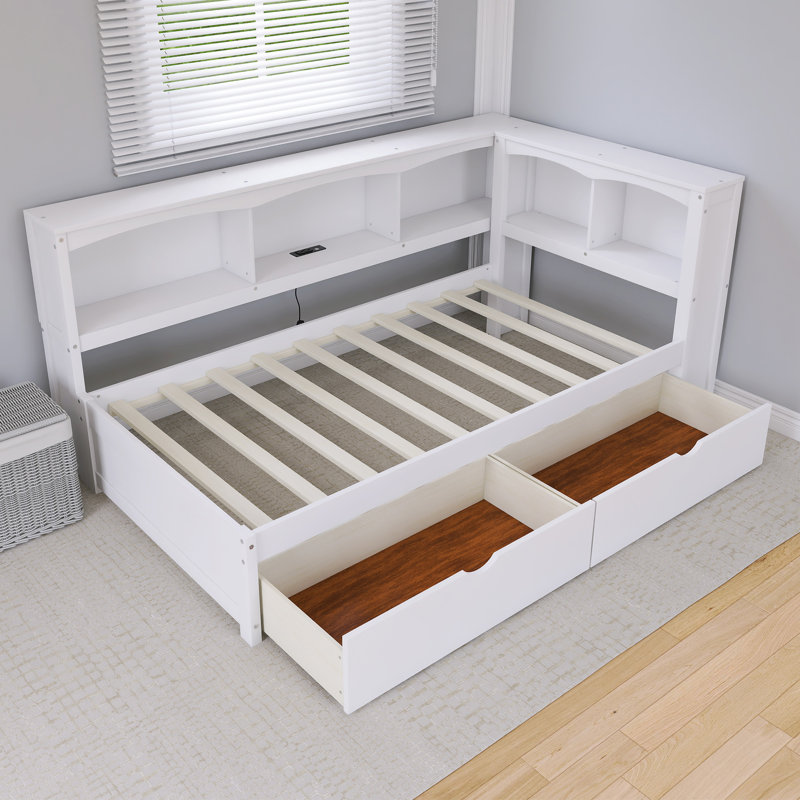 Twin Size Daybed With Two Storage Drawers And USB Ports, White