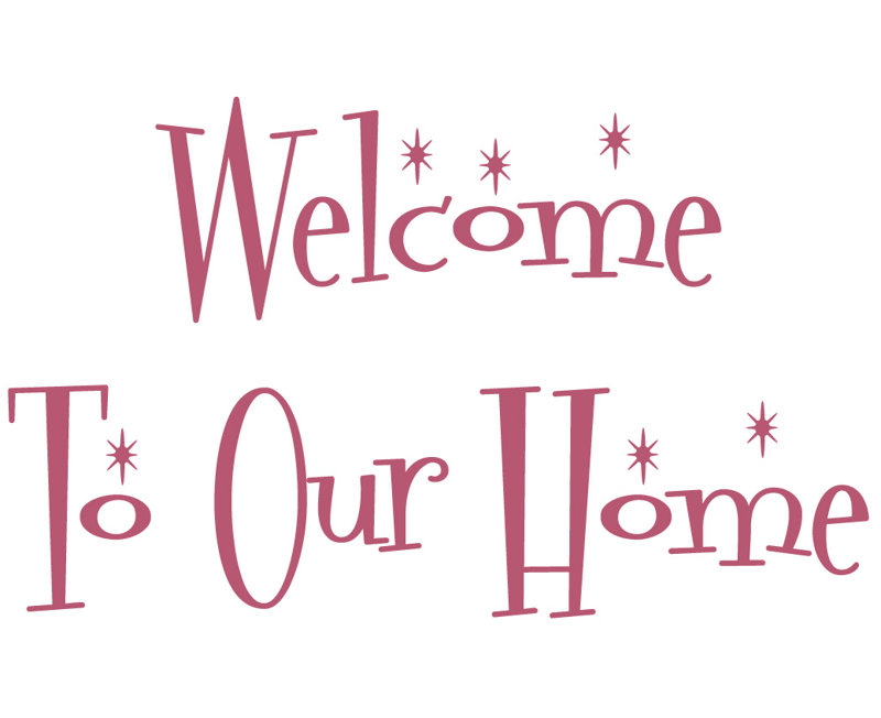 Décalcomanie murale "welcome to the home", H 22 po x l 36 po x P 0,01 po, Rouge à lèvres