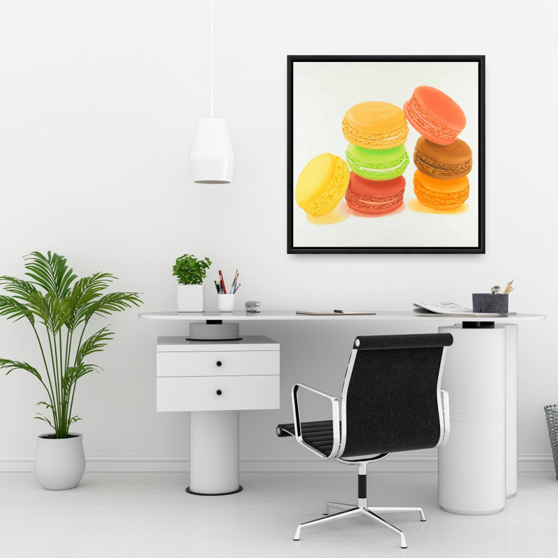 Delicious Macaroons Canvas | Yellow Frame Wall Art Decor