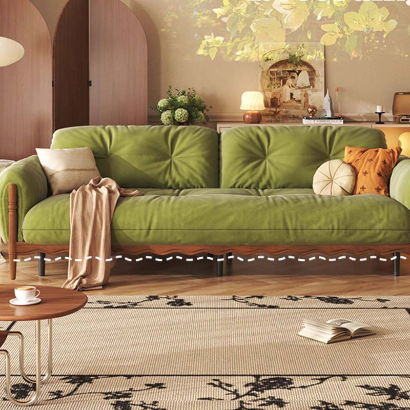 Mid-Century Modern Green Velvet Sofa