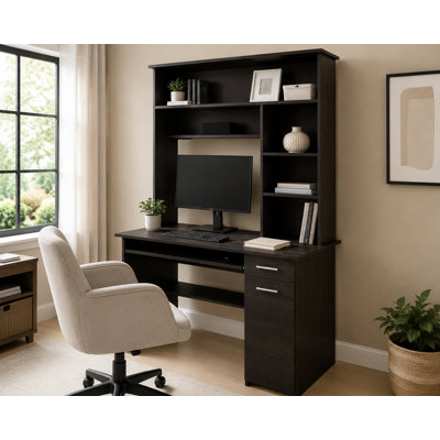 Jexton Computer Desk with Hutch and Storage Shelves – Home Office Desk