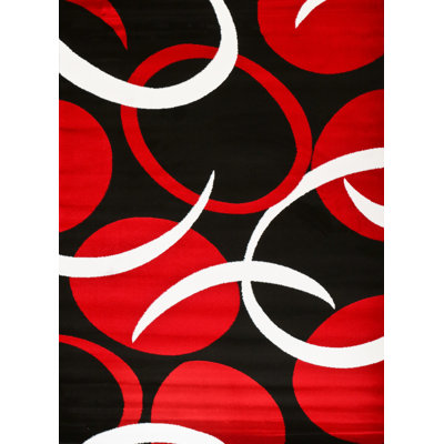 Tapis à motif abstrait rouge Dossantos