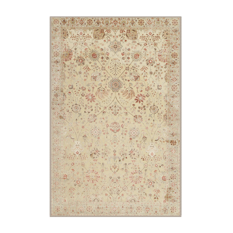 Surface beige contemporaine tapis, Rectangle 5 pi x 7 pi