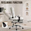 Fauteuil de bureau massant Vinsetto en microfibre avec dossier inclinable chauffant, repose-pieds, rembourrage double couche, roulettes pivotantes, blanc crème