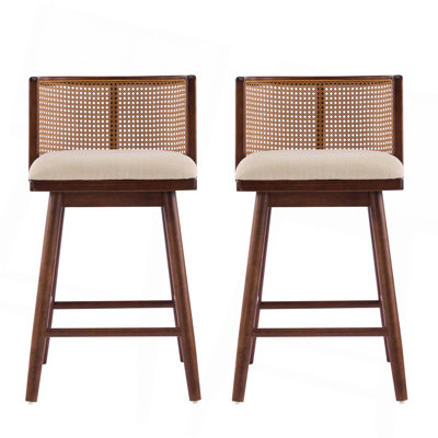 Tabouret de comptoir rembourré en bois beige (ensemble de 2)