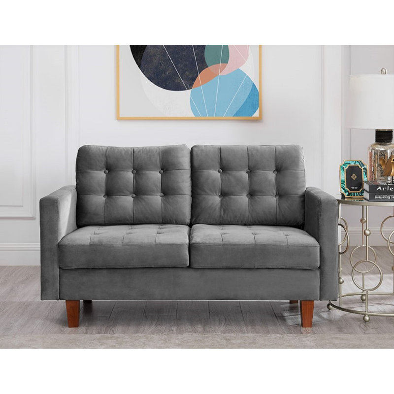 Cumbria 58'' Velvet Loveseat, Gray