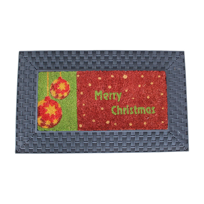 18" X 30" Brown Rubber and Coir Seasonal Outdoor Door Mat With Inserts
