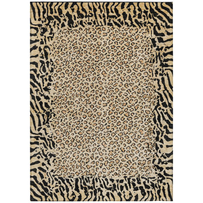 Elyvia Gold Washable Indoor-Outdoor Rug - 
