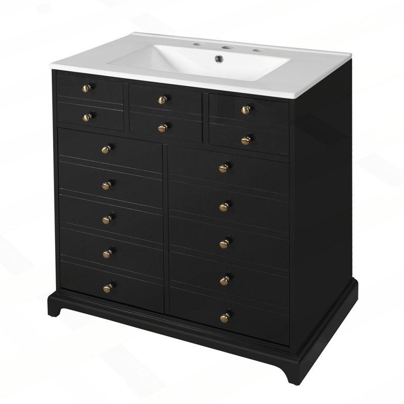 Meuble-lavabo robuste et élégant avec rangement abondant et mécanisme de fermeture en douceur