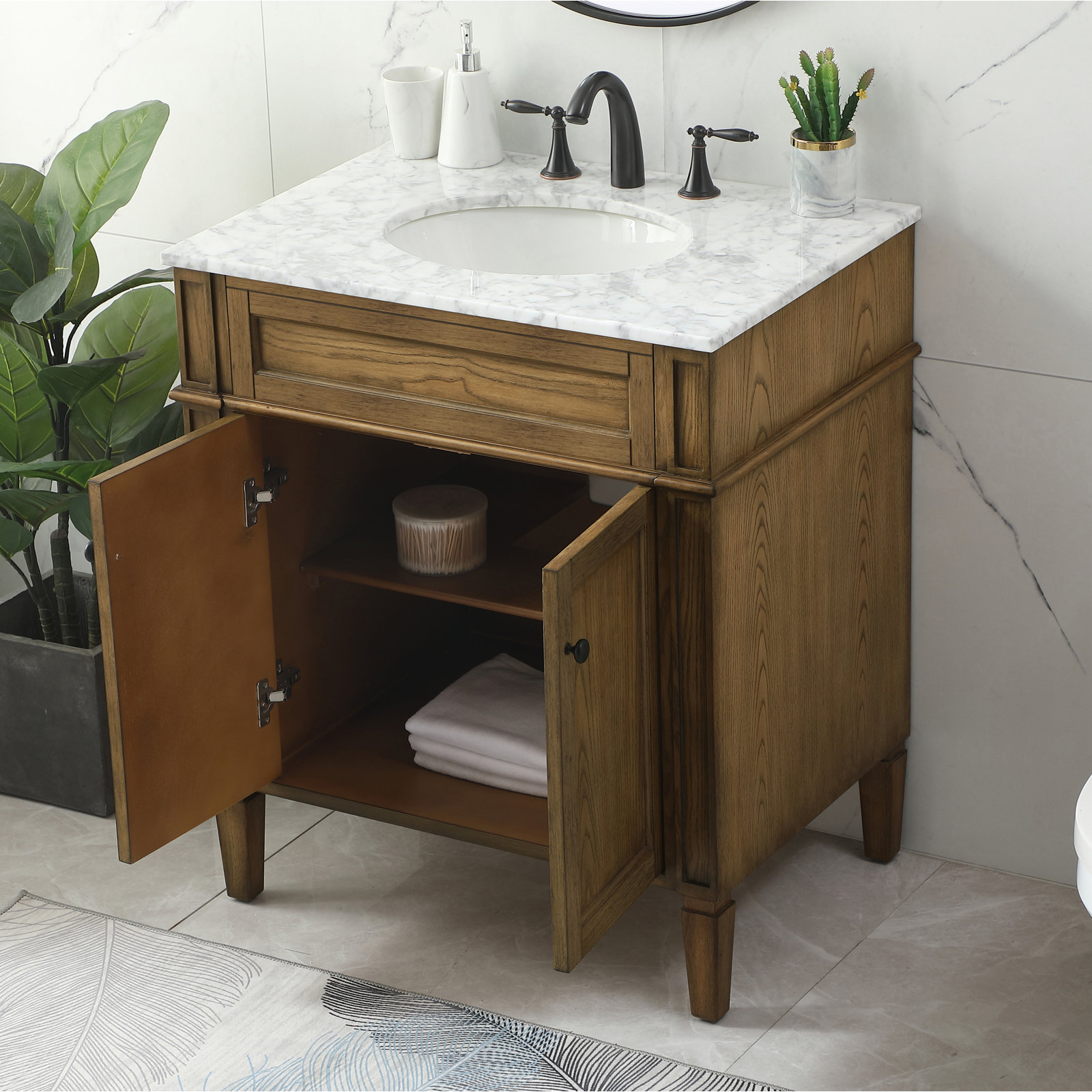 Rivers 30'' Single Bathroom Vanity, Driftwood