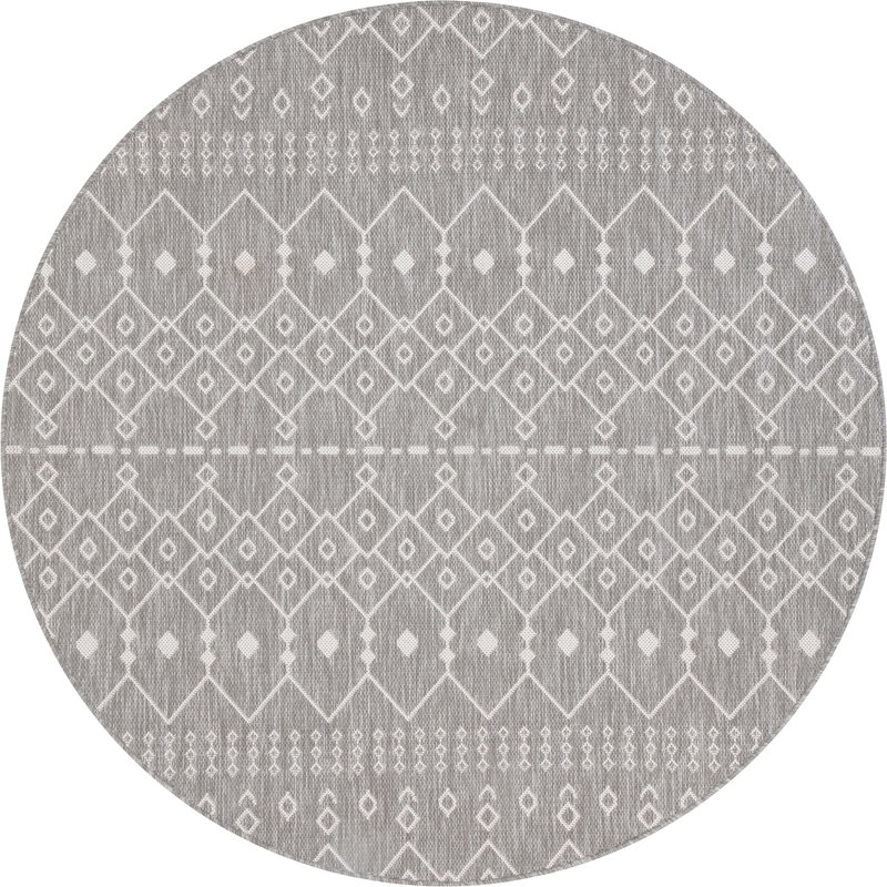 Tapis intérieur / extérieur Marshanna Nord, Rond 5 pi 3 po, Gris