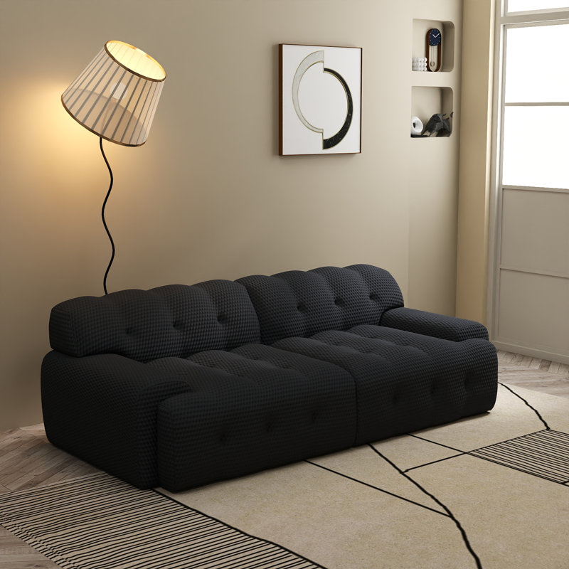 Boneless Bierce Modular Sofa, Black, 27.5”H x 86.6”W x 41.34”D
