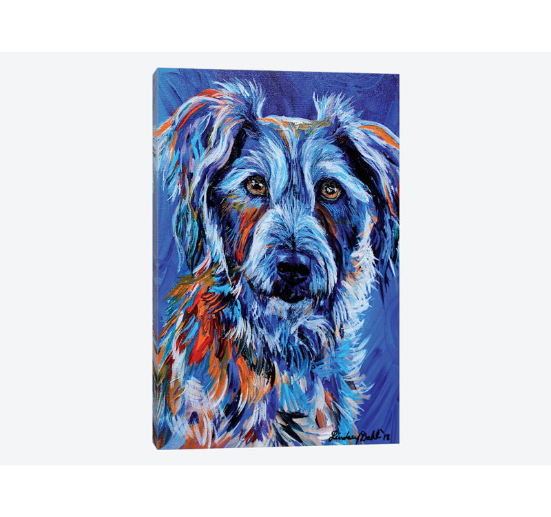 « loup (the dog) », reproduction sur toile, H 26 po x l 18 po x P 1,5 po, Pas de tapis, Toile tendue