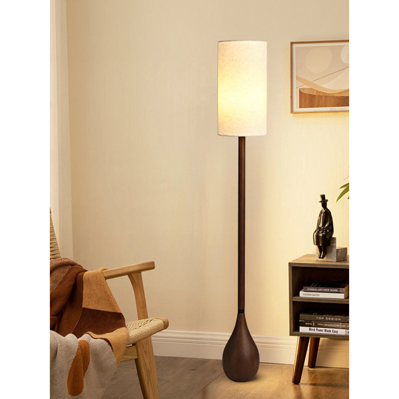 Lampe sur pied en bois massif et tissu de style français rétro