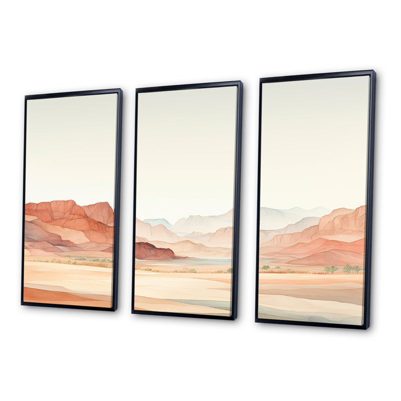 Minimalism Canyon View I - Canyon Wall Decor Set, 28" H x 36" W x 1" D, Black Floater Framed