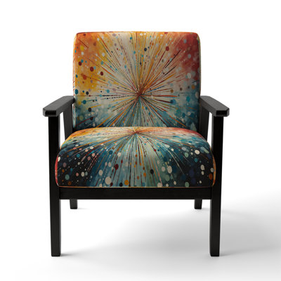 Mid Century Sunburst Serenade I - Upholstered Mid-Century Modern Arm Chair, Midcentury Abstract Accent Chair