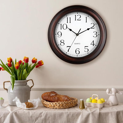Horloge murale de 30 cm (12 pouces) à piles, silencieuse, pour salon