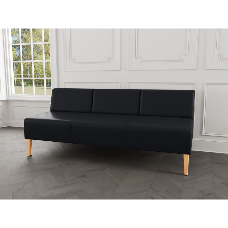 Canapé sans accoudoirs Luxe Lounge, Noir Modena, Bois naturel
