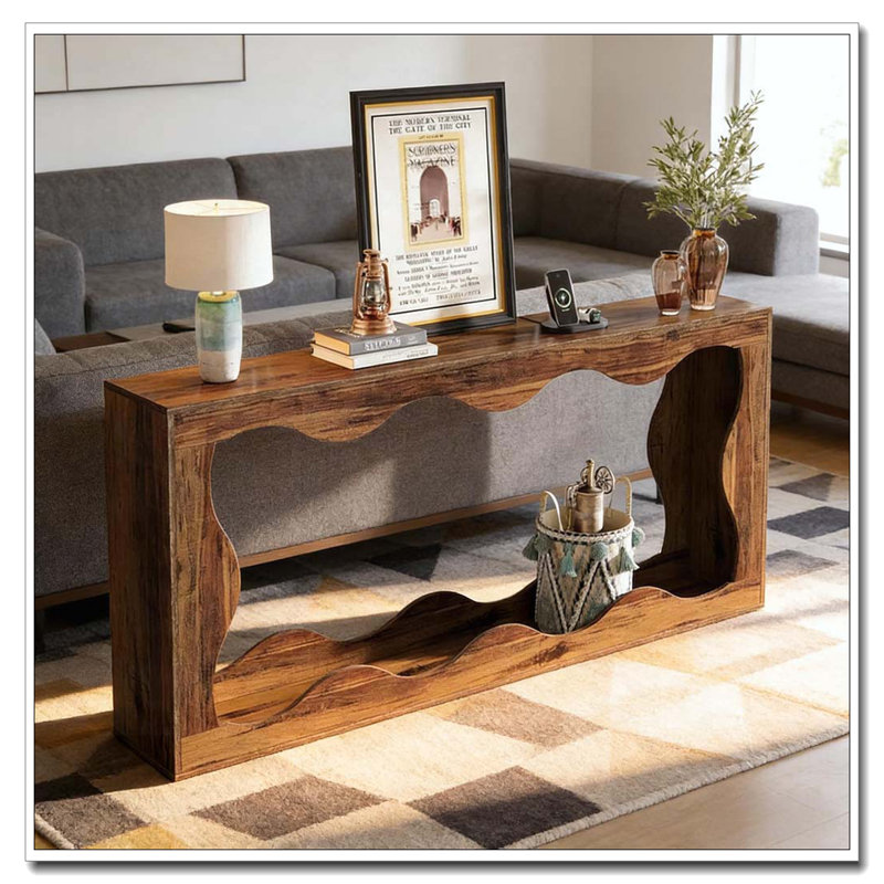 Modern Style Entryway Table, Rustic Brown