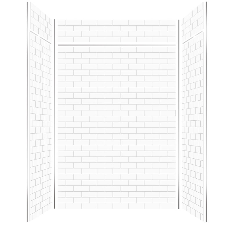 Glossy White Rectangular Glue Down Shower Panels