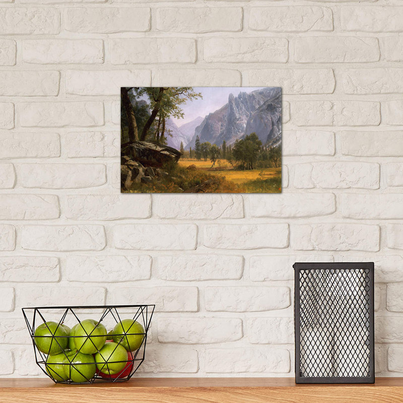 Yosemite Valley by Albert Bierstadt - Painting on Canvas, Wrapped Canvas, 20.32 cm H x 30.48 cm W