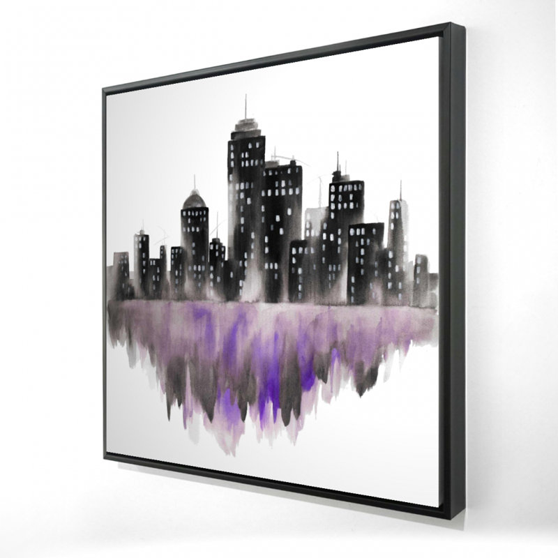 «Mauve aquarelle paysage urbain» sur toile