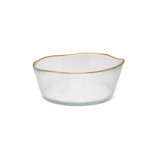 Set of 4 Organic Shaped Soup Bowls with Gold Rim