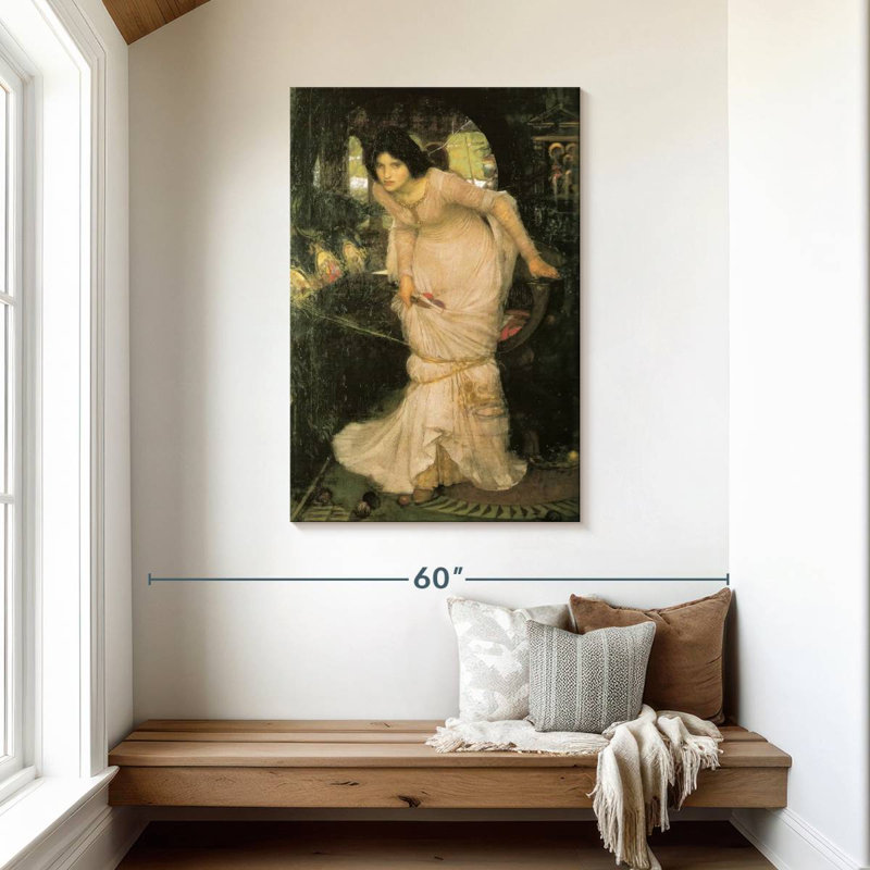 Dame de Shalott regardant Lancelot, H 45 po x l 30 po