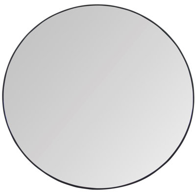 Argie Round Metal Beveled Wall Mirror