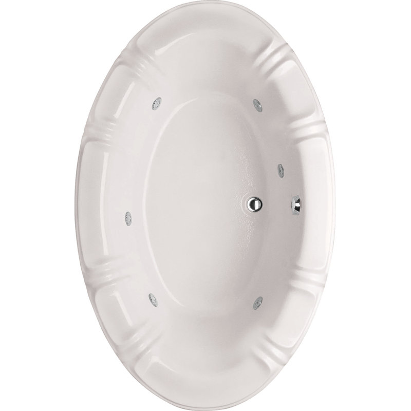 Designer Alyssa 66" x 42" Drop in Whirlpool Acrylic Bathtub, White, Satin Brass