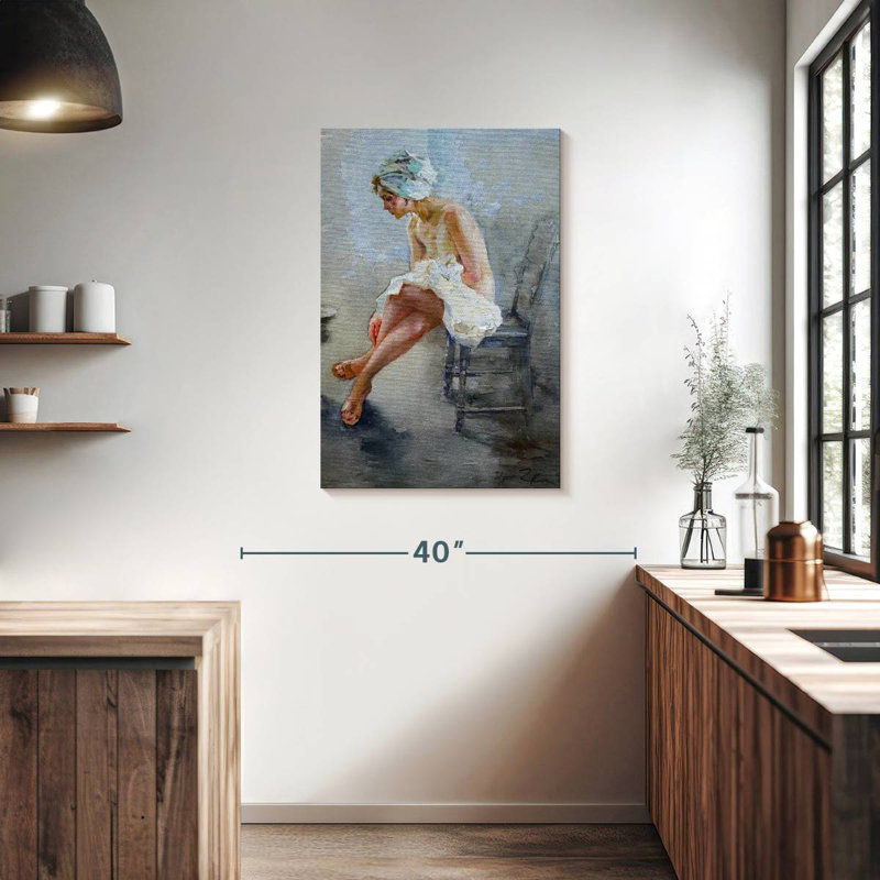 Leisha dans la salle de bain II, H 36 po x l 24 po