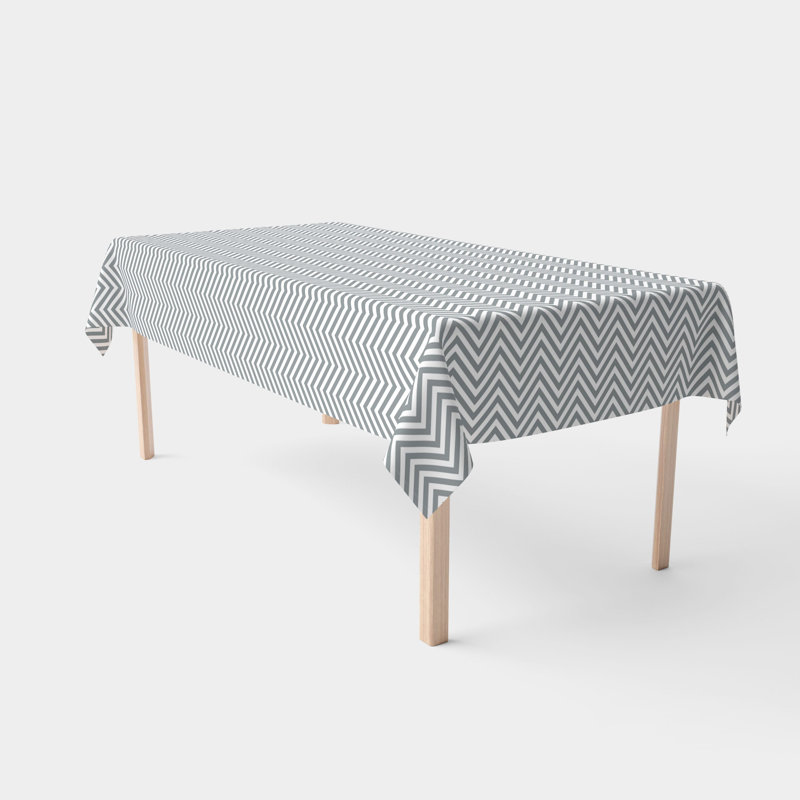 Mcauley Chevron Milliken Signature Tablecloth, 84" L x 60" W, Gray