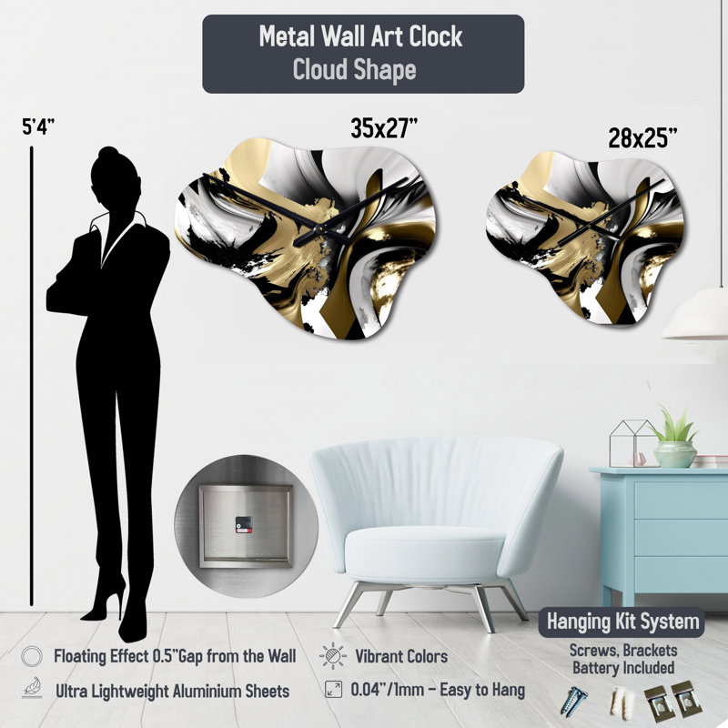 Horloge murale asymétrique en métal Rashmi, Grand