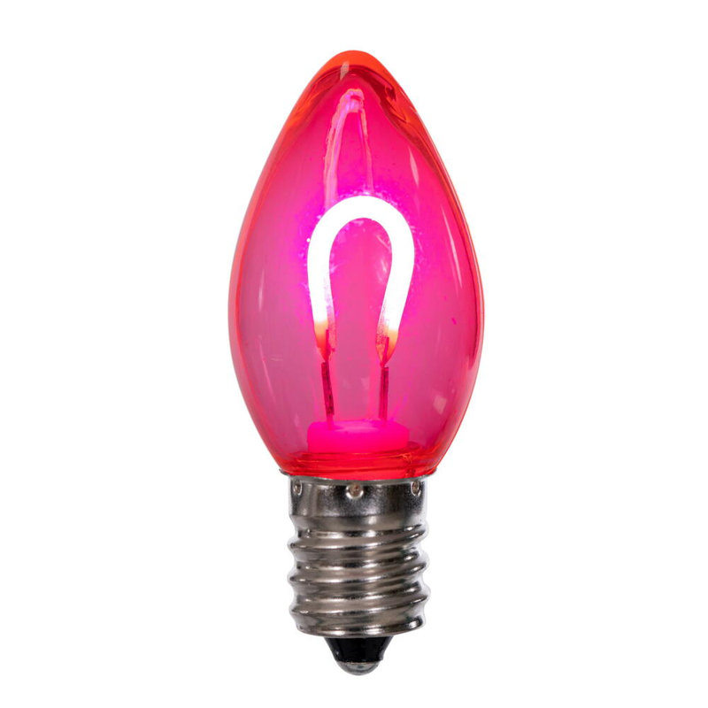 Transparent U-Shaped Filament Bulb, E17 Base, 120V, .6 Watts, 25 Bulbs per bag, 2'' H x 0.75'' W x 0.75'' D, Pink