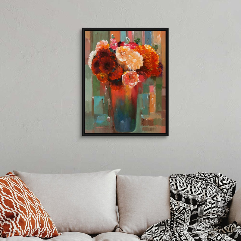 "Sunset bouquet" par Hooshang Khorasani, reproduction d’art sur toile, H 32 po x l 26 po x P 1,75 po, Cadre noir