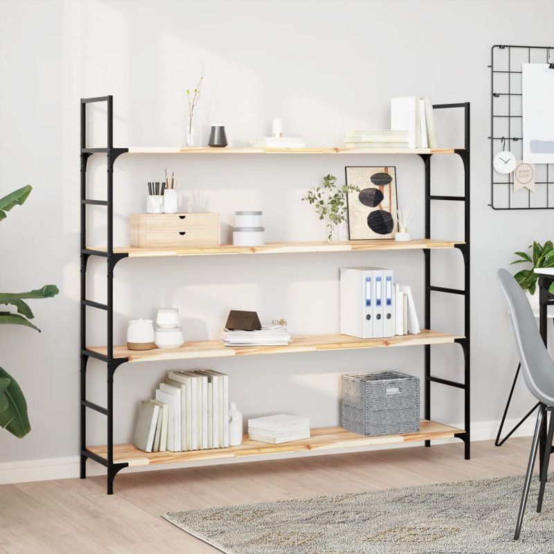 Floating Shelves 3 Pcs Solid Wood Acacia, 2cm H x 140cm W x 30cm D, Light Brown/Black