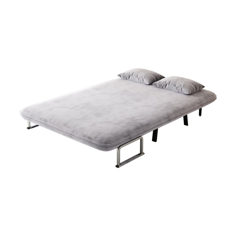 Canapé-lit pliable en velours 55 po Velvet, H 14,25 po x l 74,85 po x P 55,15 po, Gris clair