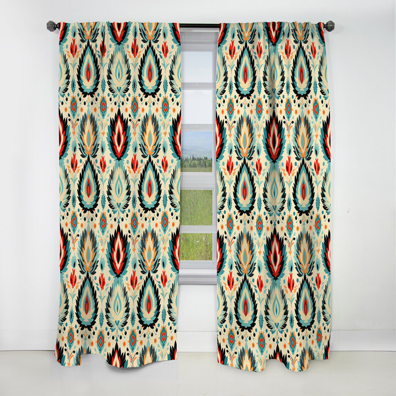 Mélange de tribu nomade orange Ikat - rideau Ikat - rideau occultant Ikat - 1 panneaux, L 52 po x L 95 po