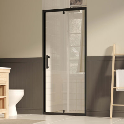 Porte de douche pivotante de l 31 à 33 po x H 72 po, porte de douche en verre trempé transparent de 1/4 po (6 mm) avec film anti-explosion, revêtement Nano Easy-Clean, installation réversible